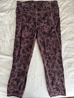 lululemon athletica Dusty Plum and Black Floral Print Leggings